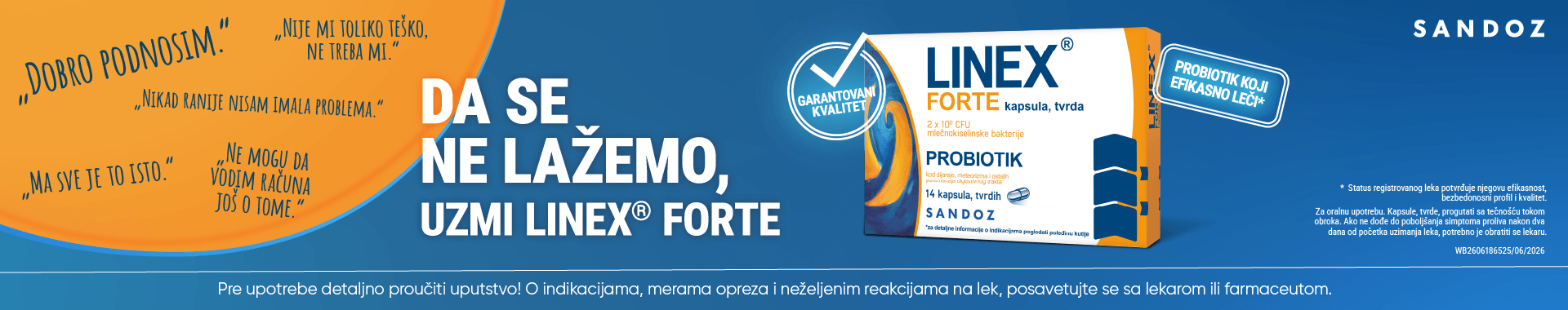SANDOZ LINEX FORTE 46396779 M S FB P02 Da se ne lazemo Antibiotik